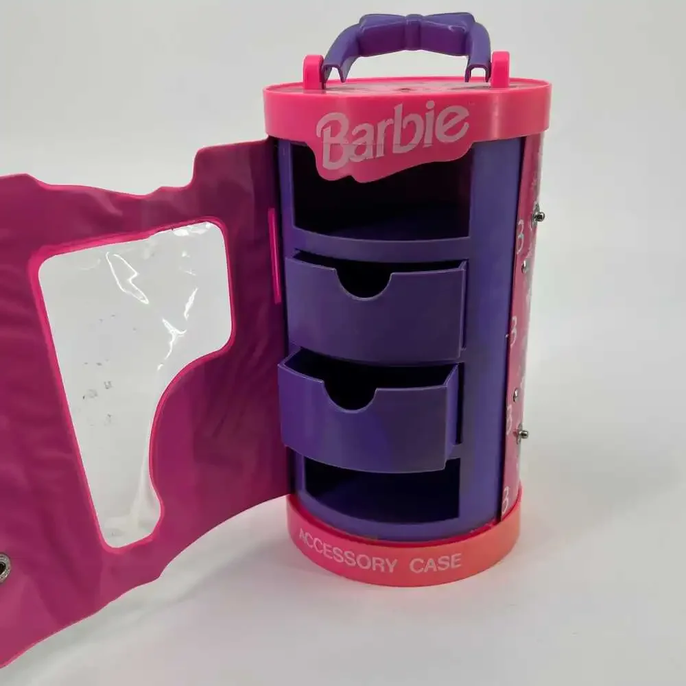 Vintage 1992 Mattel Barbie Pink Accessory Cylinder Case